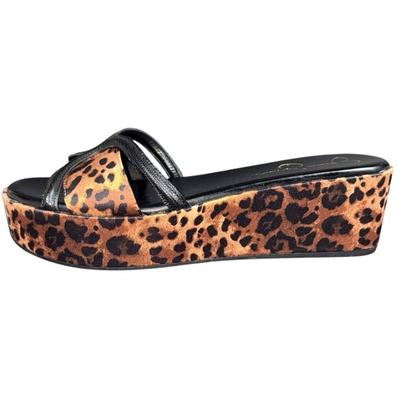 Jessica Simpson Size 11 Leopard Platform Sandals Shoes Heels Brown and Black New - Picture 5 of 10